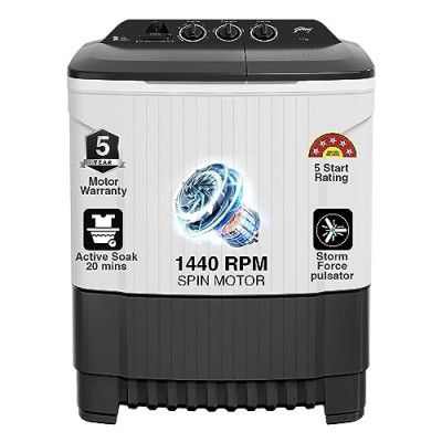 Godrej 7 Kg 5 Star, Active Soak Technology Semi-Automatic Top Load Washing Machine (WS EDGE CLS 70 5.0 PN2 GPGR, Graphite Grey, 460 W PowerMax Wash For Heavy Laundry Wash)