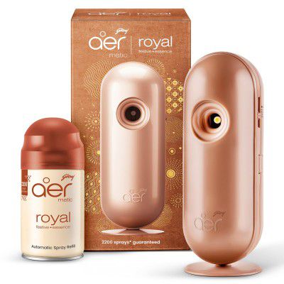 Godrej aer Matic Kit (Machine + 1 Refill) - Automatic Room Fresheners with Flexi Control Spray | 2200 Sprays Guaranteed | Lasts up to 60 days (210ml)