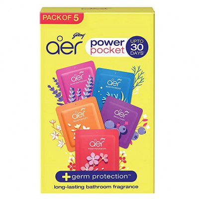 Godrej aer Pocket, Bathroom Air Fragrance - Assorted Pack of 5