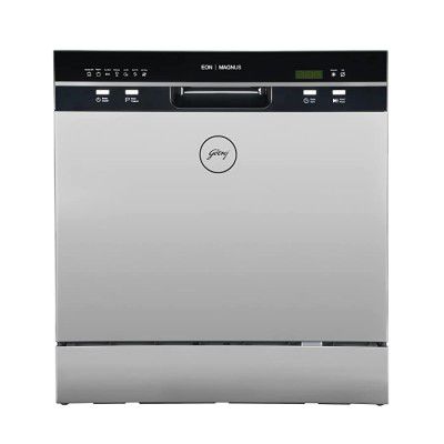 Godrej Eon Dishwasher | 8 Place Setting Counter-Top | (DWT EON MGNS 8C NF SKSL, Silky Silver)