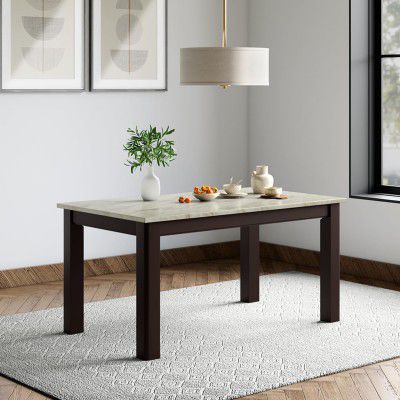 Godrej Interio Allure 6-Seater Rubber Wood Rectangular Dining Table (1-Year Warranty, Brownish Black)