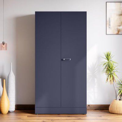 GODREJ INTERIO Almirah Auraline Men Basic 2-Door Steel Almirah, Cupboard for Clothes (Textured Navy Blue), 1-Year Warranty, 3 Shelves, 1 Drawer