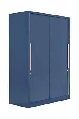 GODREJ INTERIO Almirah Slide N Store Pro Plus 2-Door Steel Sliding Wardrobe for Clothes (Textured Phiroja Blue), 1-Year Warranty, 7 Shelves, 2 Drawer