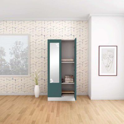GODREJ INTERIO Almirah Slimline 2-Door Steel Almirah, Cupboard for Clothes (Textured Sea Pine)