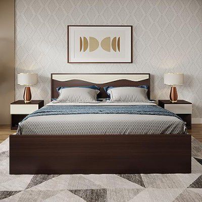 GODREJ INTERIO Bed, Vurv V2 King Size Engineered Wood Bed with Box Storage, 1-Year Warranty, Cola Rain