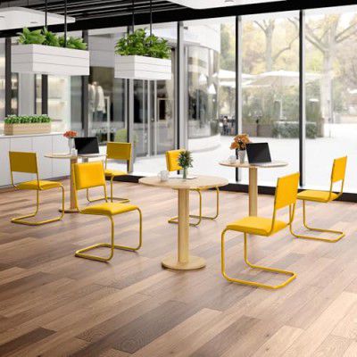 GODREJ INTERIO Vivid (Set of 6) Ergonomic Leatherette Cantilever Chair |1 Year Warranty,(Yellow)