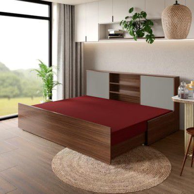 GODREJ INTERIO Vurv Diwan Fabric Sofa Cum Bed (1-Year Warranty, Engineered Wood, Brown)