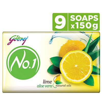 Godrej No.1 Bathing Soap Lime & Aloe Vera, 150g (Pack of 9)