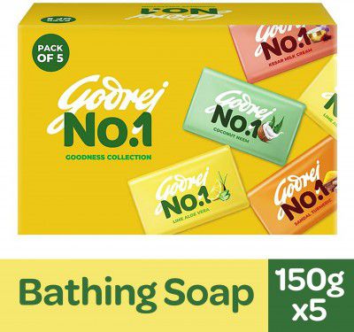 Godrej No.1 Goodness Collection Bath Soap (5 x 150 g)