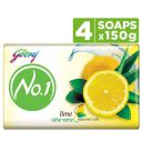 Godrej No.1 Lime & Aloe Vera (150g), Pack of 4 - High TFM (Grade 1 Soap)...