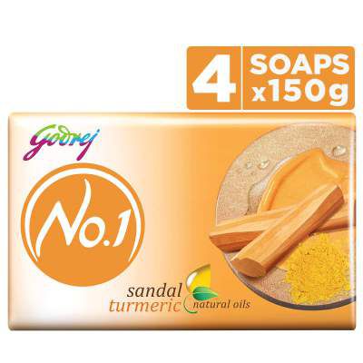 Godrej No.1 Bathing Soap Sandal & Turmeric 150g (Pack of 4)