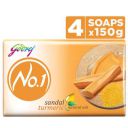 Godrej No.1 Bathing Soap Sandal & Turmeric 150g (Pack of 4)...