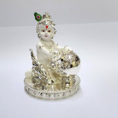 Gold Art India Makhan Krishna| Krishna Idol for Home Decor| Bala Krishna Idol for Puja (4 x 3)