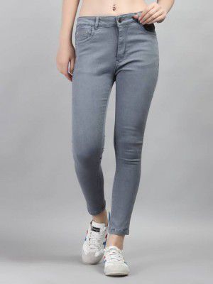 GOLD-D.A FASHION Women Skinny Mid Rise Grey Jeans
