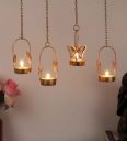 Amaya Decors Gold Metal Hanging Tea Light Holder Set Of 4...