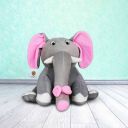 Goldenhub Teddy Elephant with Bow Plush Grey Elephant Soft Toy with Bow, 30 cm, Velvety Material...