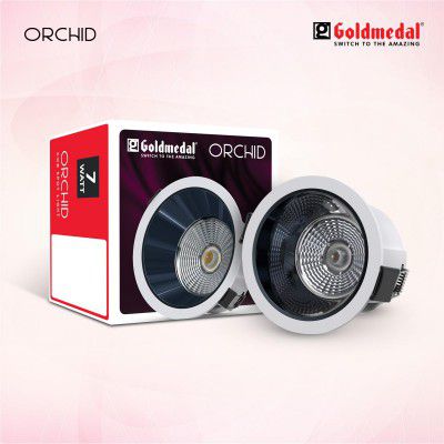 Goldmedal Orchid 7W COB Round LED Spotlight |Compact Design Ceiling Light for Cabinets & Wardrobes (3000K)