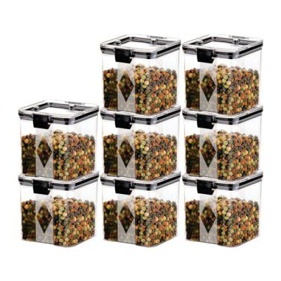 GOLWYN Plastic Kitchen Containers Set, Air Tight Container For Kitchen Storage Set (Transparent, 700 ML Set Of 8)