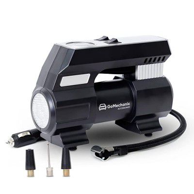 GoMechanic Gusto Digital Car Tyre Inflator - 150 psi, 12V DC Portable Air Compressor with LED Light and Carry Bag