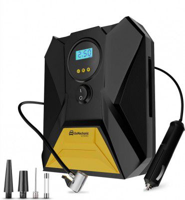 GoMechanic Gusto T10 150 psi Tyre Air Pump for Car & Bike (Auto Shut Off)