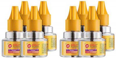 Good knight Gold Flash Liquid Vapourizer | Mosquito Repellent Refill | Lavender Fragrance | Pack of 8 (45ml each)