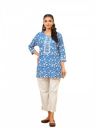 GOODHAND Blue Cotton Block Printed Zoya Short Kurti for Women
...