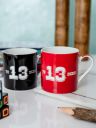 GOODHOMES Black & Red 2-Pieces Printed Bone China Coffee Mug Set...