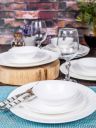 GOODHOMES Bone China Full & Quarter White Solid Bone China Microwave Safe 12 Piece Dinner Set...