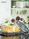 GOODHOMES Transparent Glass Serving Pot with Lid...