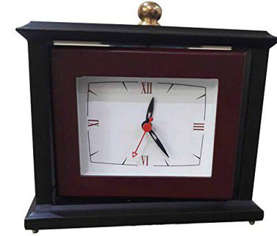 Goodlife Wooden Table Clock with Inbuilt Photo Frame Pack of (1)