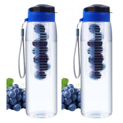 GOPI Infuse Plastic Water Bottle, 800 ml, Set of 2, BLUE 