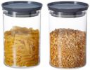 GOPI Plastic Storage Container Set, 900 ml, Set of 2, Grey...