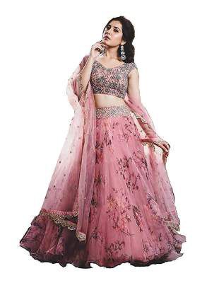 Gopinath Fab Embroidered Silk Lehenga Choli with Blouse Piece - Pink, Free Size A6