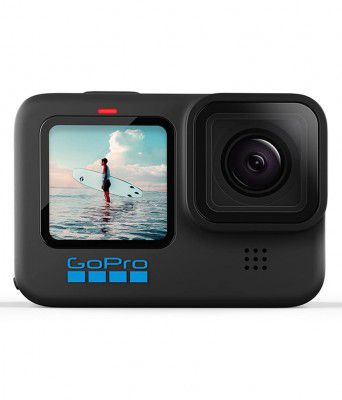 GoPro HERO10 Black — Waterproof Action Camera with Touch Screen 5K Ultra HD Video 23MP Photos 1080p Live Streaming Stabilization, Dual Screen, HyperSmooth 4.0 and Time Warp 3.0