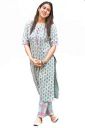 GoSriKi Women's Cotton Straight Kurta with Checkered Trouser...