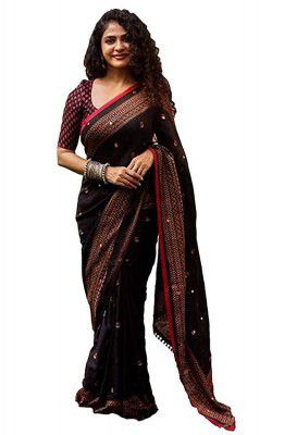 GoSriKi Womens Jute Silk Saree With blouse piece