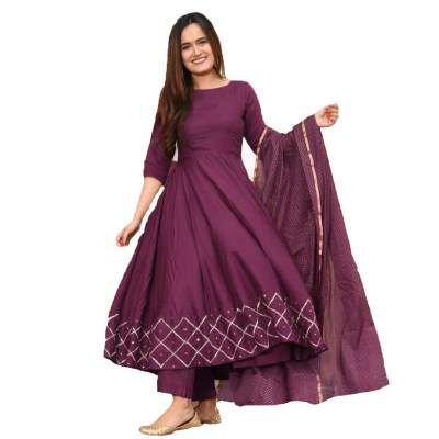 GoSriKi Women's Rayon Anarkali Kurta