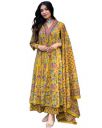 GoSriKi Women's Rayon Blend Anarkali Printed Kurta with Palazzo & Dupatta...
