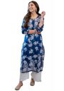 GoSriKi Women's Rayon Blend Chikankari Embroidered Straight Kurta...