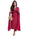 GoSriKi Women's Rayon Blend Straight Bandhej Printed Kurta with Pant & Dupatta...
