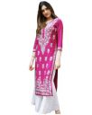 GoSriKi Women's Rayon Blend Straight Chikankari Embroidered Kurta...