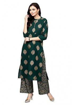 GoSriKi Womens Rayon Straight Kurta with Palazzo