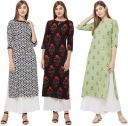 GoSriKi Women's Straight Kurta Combo Pack Of 03 ...