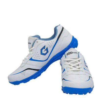 Gowin Academy White/Sky Cricket Shoes Size-3 with TR-88-W Cricket Leather Ball Veg Tanned White