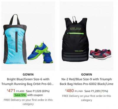 GOWIN Bag + Shoes Combo Starting from ₹343
