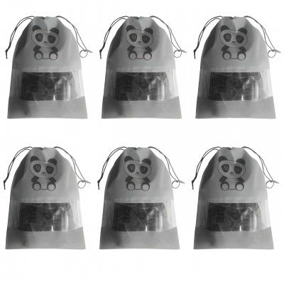 Gowloz Stylish and Convenient Shoe Cover Bag for Travel and Home Organization, Waterproof Non-Woven Shoe Storage Bag (Set of 6 Grey)
