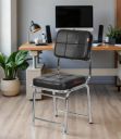 GOYALSON Office Chair Visitor Chair Without arm Rest with Steel Frame and Cushioned seat Back (Black, Heavy 1)...