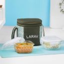 Gracia Borosilicate Glass Lunchbox with Bag | Set of 2pc Container (320 ml Each) | Microwave & Dishwasher Safe...