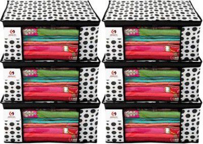 gracify Polka Dots Design 6 Piece Non Woven Fabric Saree Cover BD-P6-SC  (Black & white)