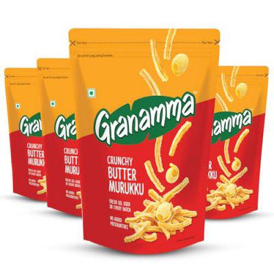 Granamma Crunchy Butter Murukku| Pack of 4, 500g| (125g x 4)